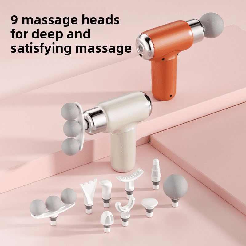 CNV Professional Mini Massage Gun with 9 Interchangeable Heads, Handheld Percussion Massager for Full Body Muscle Recovery, Portable Handheld Wellness Kit