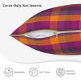 thumbnail image 5 of Xecao Orange and Purple Plaid Print Soft Velvet Decorative Throw Pillow Covers, Square Cushion Cases for Bed, Sofa, Living Room, Car, and Indoor Outdoor Use-16"x16", 5 of 8