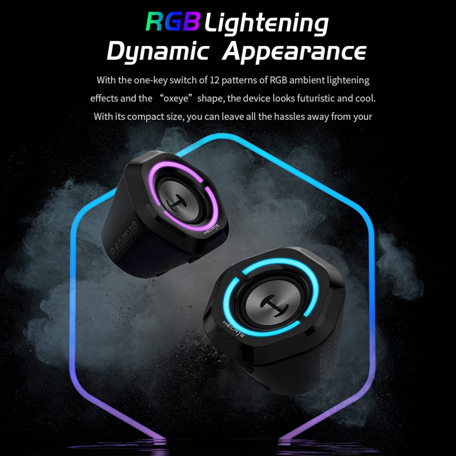 Restored Edifier G1000 USB Computer Speakers,USB-Powered Bluetooth 5.3 PC Gaming Speakers for Desktop Computer Laptop and Mobile Phone USB 3.5mm Aux Bluetooth Input RGB Lights Black (Refurbished)