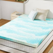 JONPONY Mattress Topper 3 King, 3 Inch Cooling Gel Memory Foam Bed Topper for Sleeper Sofa, RV, Camper, Blue, 75" x 79"