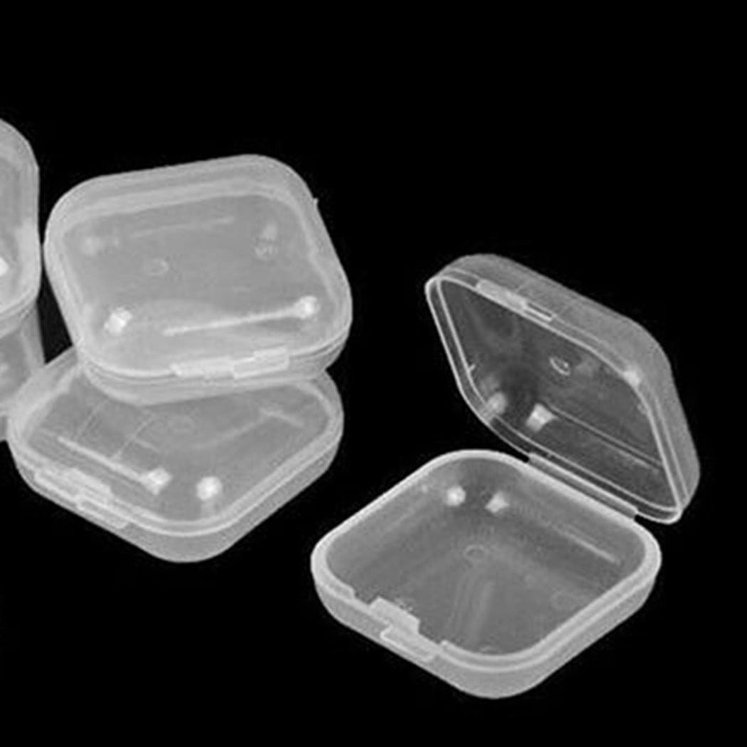 Square Mini Clear Plastic Small Box Hook Jewelry Earplugs