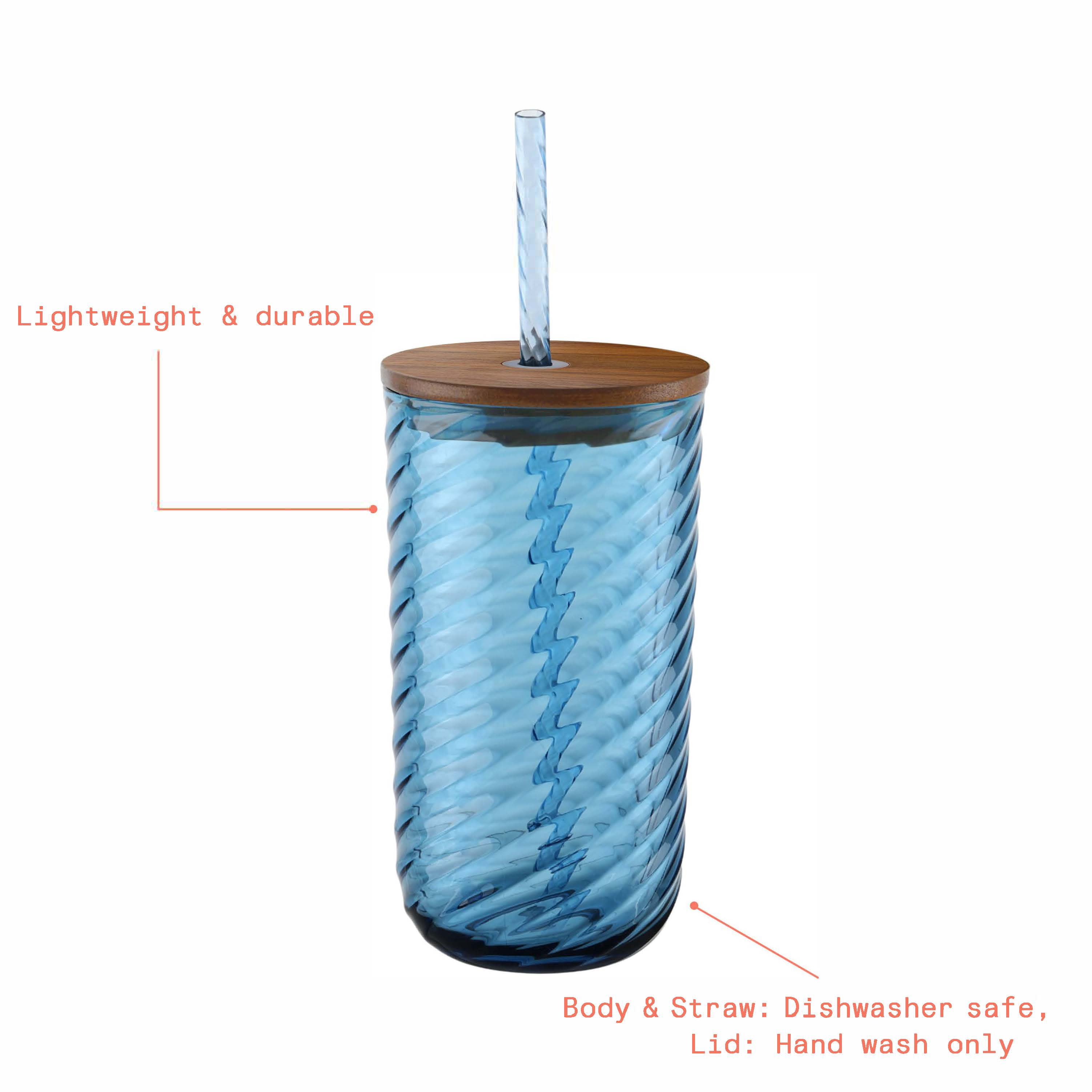(2 pack) Beautiful 21-Ounce Tritan Swirl Texture Sipper Tumbler Set, Blue by Drew Barrymore
