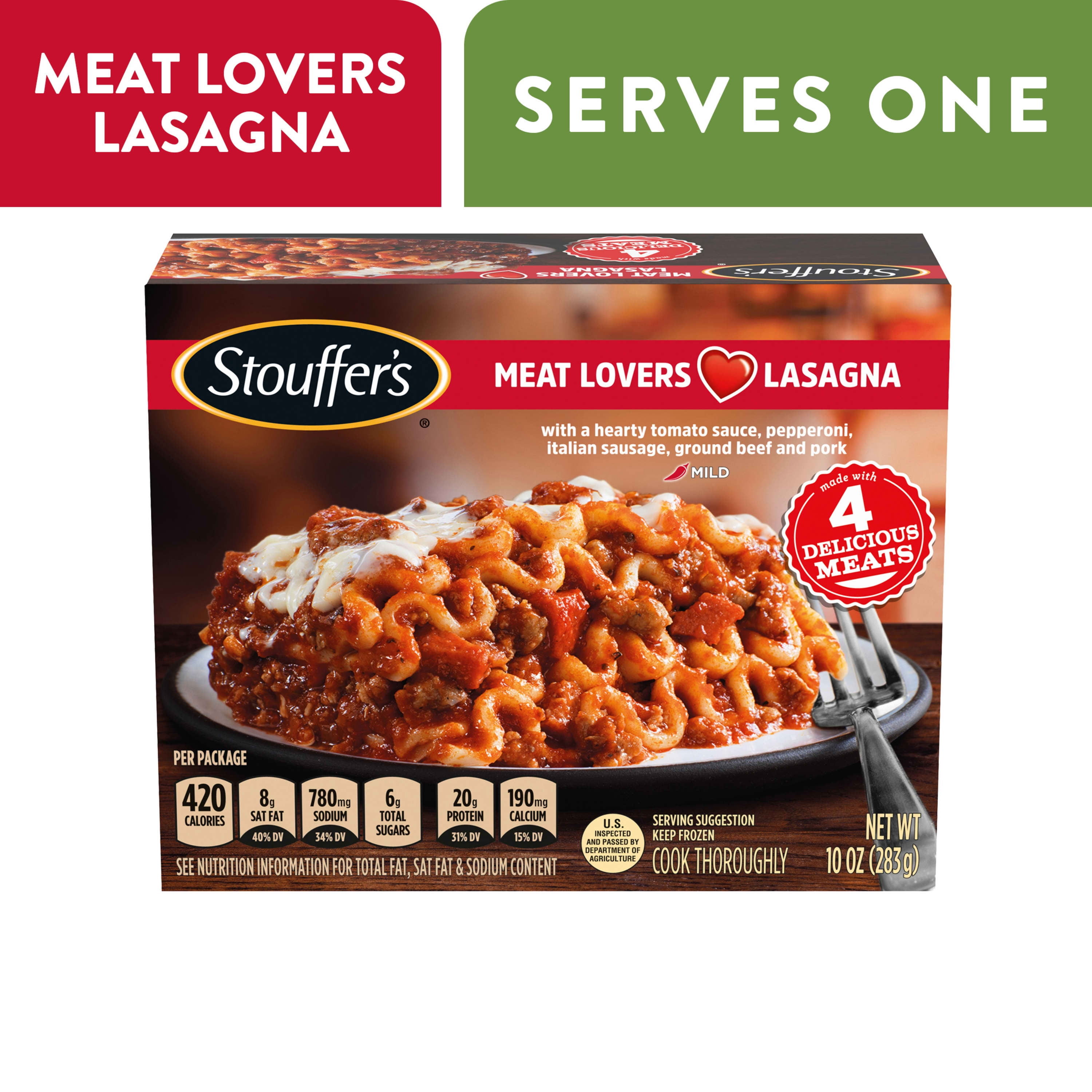 Stouffer's Meat Lovers Lasagna Meal, 10 oz (Frozen)