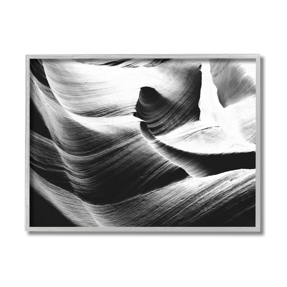 Stupell Industries Abstract Canyon Edge Smooth Rock Black White Gray Framed by Daphne Polselli