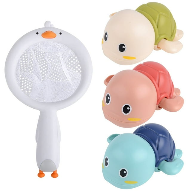 3pcs Baby Bath Toys with Fishing Net Wind-up Bath Toy Sensory Development Clockwork Bath Toy Early E Clockwork Bath Toy