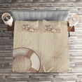 thumbnail image 2 of Ambesonne Holiday Quilted Coverlet 3 Pcs, Wooden Sepia, Queen Size, Tan Beige White, 2 of 2