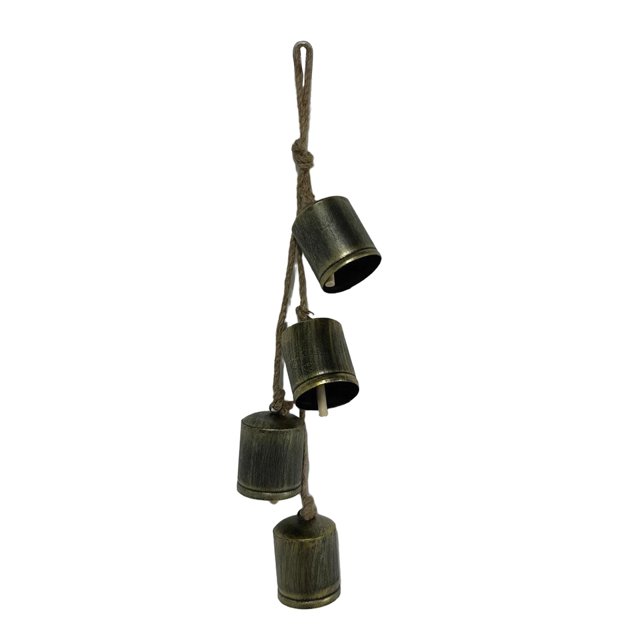 Adorno colgante de campana de vaca de metal estilo shabby chic Campana rústica vintage en racimo con cuerda Adorno decorativo para colgar en la pared en fiestas navideñas