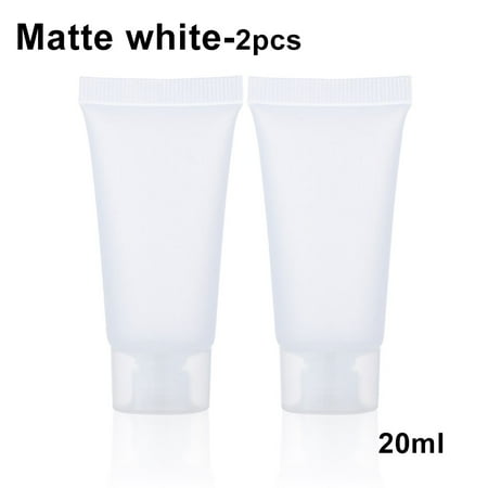 2PCS Portable Makeup Tool Travel Size Squeeze Containers Refillable Bottle Cream Tube Shampoo Holder Lotion Packing MATTE WHITE 20ML