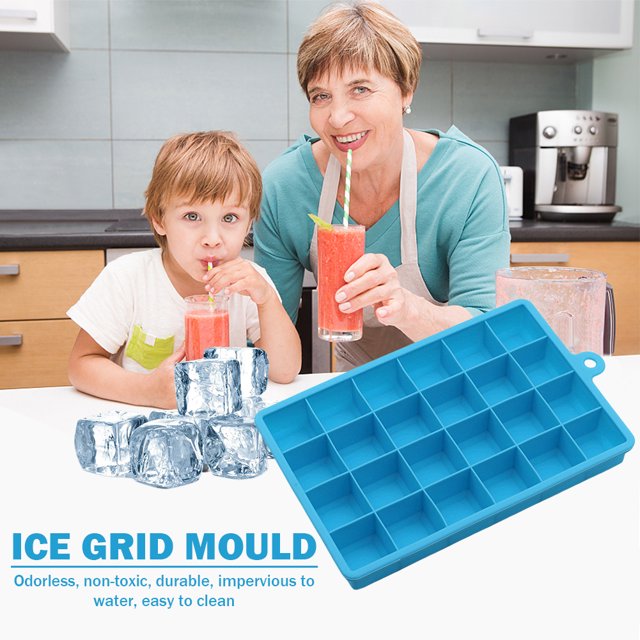 Molde Para Hacer Hielo Molde Para Cubitos De Hielo De 24 Rejillas, Helado De Frutas, Máquina De Hielo De Silicona, Barra Para El Hogar (Azul Cielo)