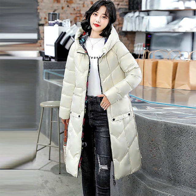 PVCS Winter Woman Lengthened And Thickened Medium Length Down Cotton Jacket