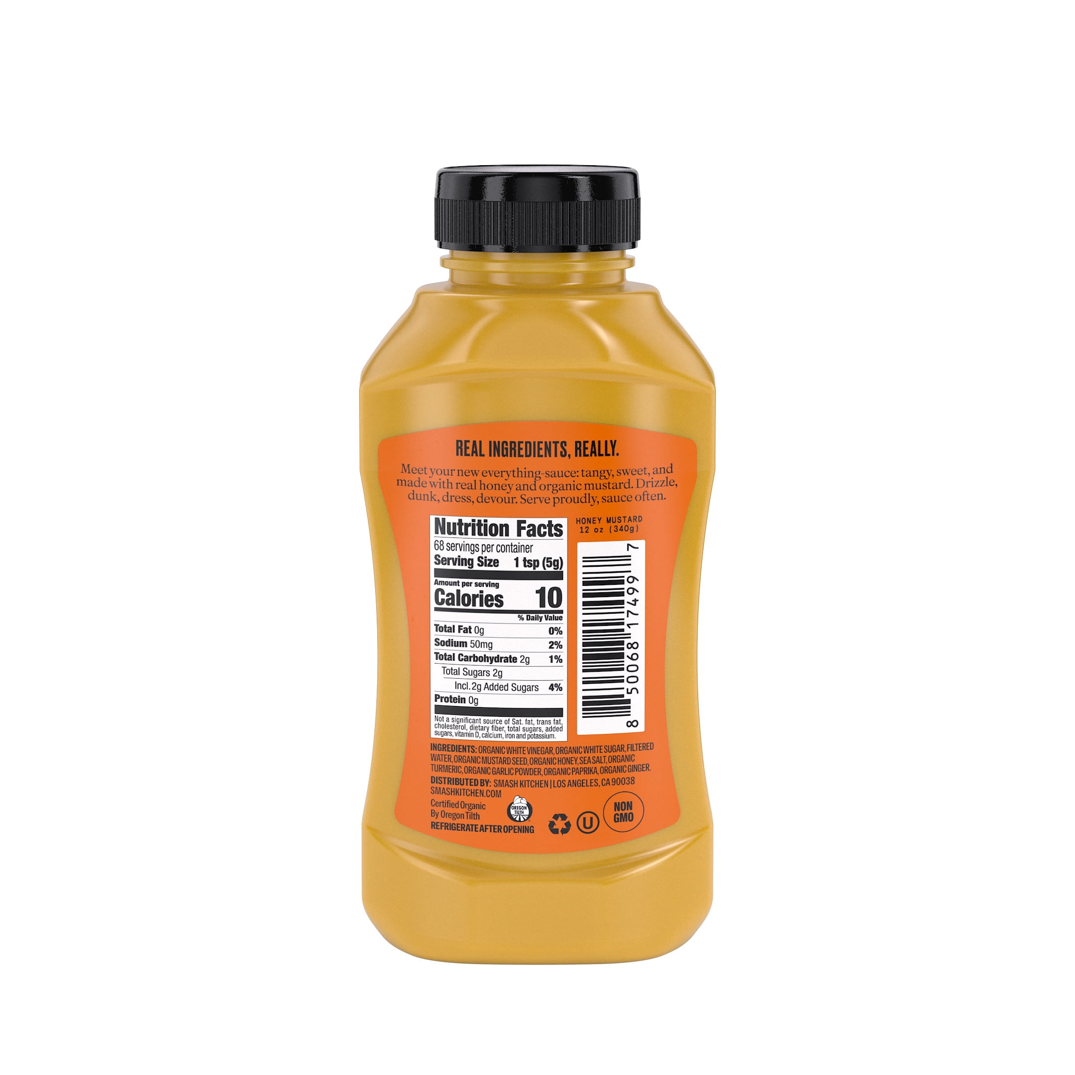 (12 pack) Smash Kitchen Organic Honey Mustard Sauce, 12 oz Bottle