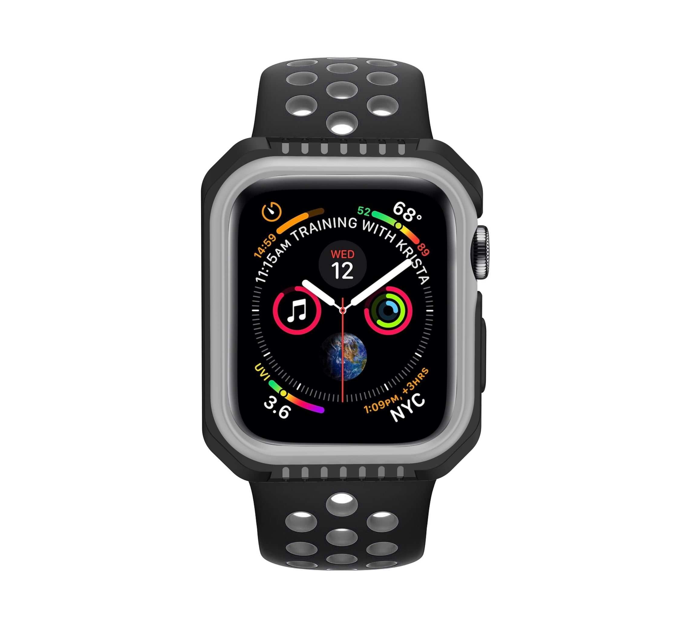 Silicone Sports Strap Watch Band + Cover Case for Apple Watch Series 3 2 1,  Black/Gray 42mm M/L - Walmart.com