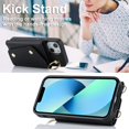 thumbnail image 3 of ShellTech for iPhone 13 Mini Case with Card Holder and Strap - Zipper Pocket,Lanyard Strap,Credit Card Holder,Stand Ring,Cute Phone Wallet Case for Women,Black, 3 of 10