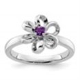 thumbnail image 2 of Auriga 925 Sterling Silver Polished Amethyst Flower Ring for Women Size- 7, 2 of 6