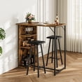 thumbnail image 1 of QinaQin 3-Piece Small Bar Table and Chairs Set with 3 Storage Shelves, Retro Kitchen Dining Set for 2, 1 of 9
