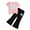 Pink, variant on Toddler Girls 2 Piece Outfits Summer Bow Printed Short Sleeve T-Shirts Flared Pants Sets Loungwear Pink 6-7 Years