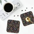 thumbnail image 4 of Yiaed Retro Tape Print Leather Coasters for Drinks - Cup Coasters Coffee Table Kitchen Table Bar, Home & Office Gifts Handmade Drink Coasters-Square, 4 of 6