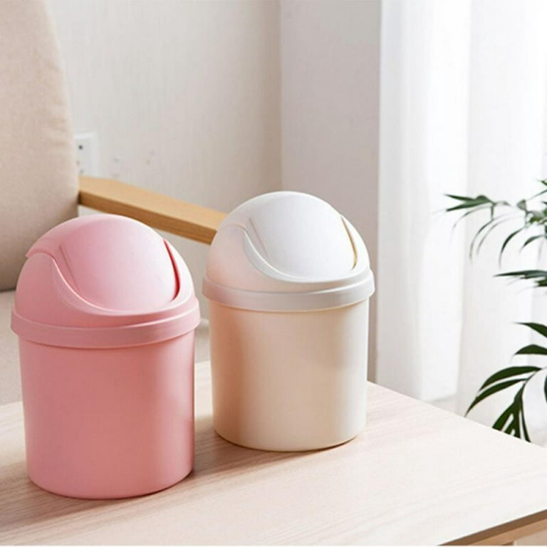 Unique Mini Small Trash Can Multi-function Household Shake Lid Type Waste  Bin for Desktop Blue 