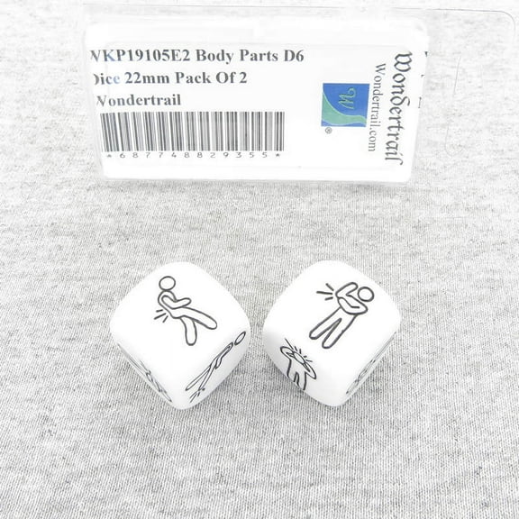 Body Parts Dice White Opaque with Black Symbols D6 22mm (7/8in) Set of 2 Wondertrail