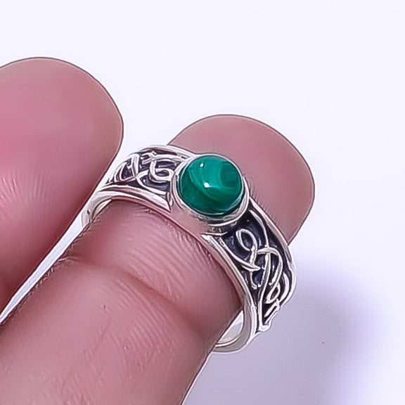 Malachite - Congo Gemstone 925 Sterling Silver Boho Ring s.7.5 R7651-12, Christmas Gift, Gemstone Silver Jewelry, Malachite Ring, New Year Sale