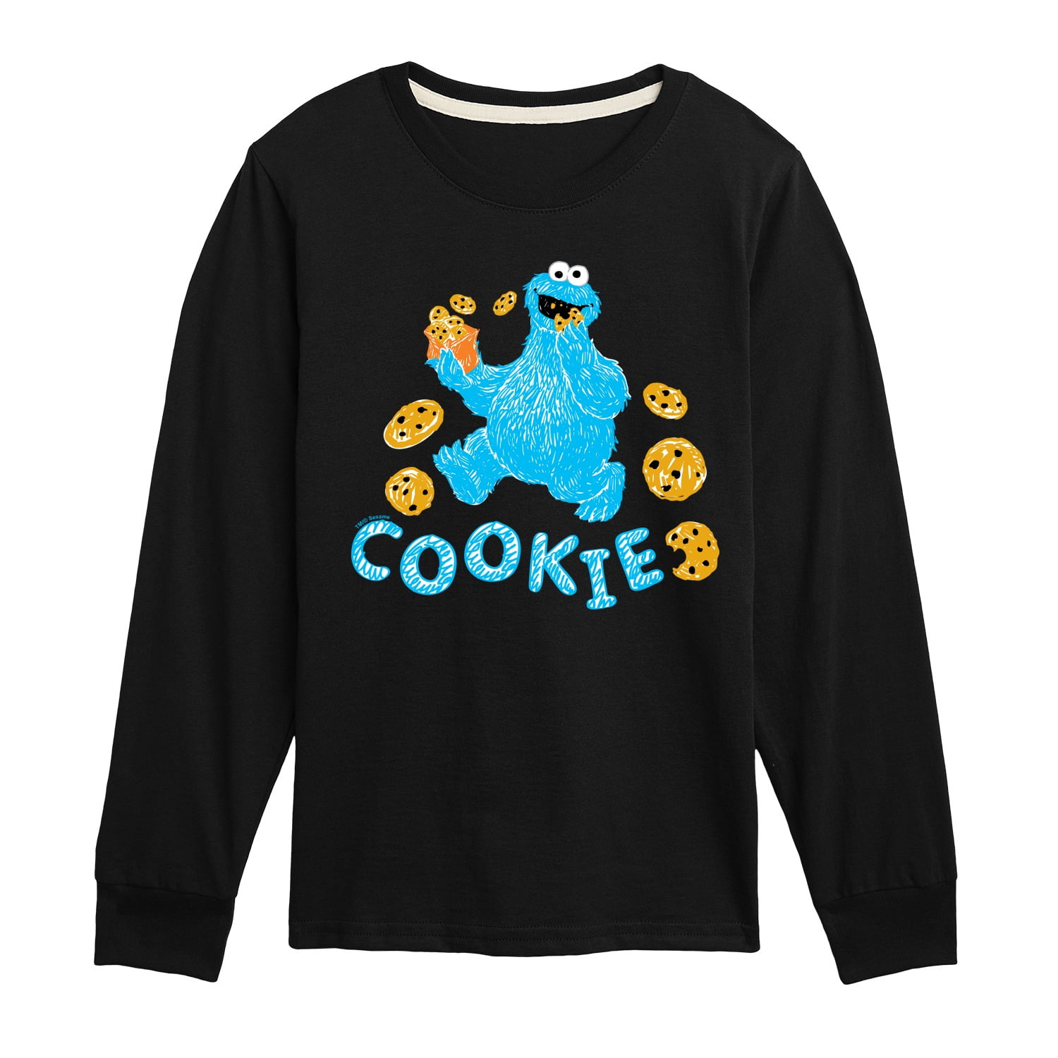 Sesame Street - Scribble Cookie Monster Long Sleeve Graphic T-Shirt