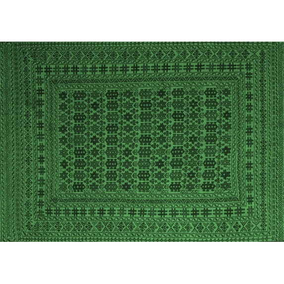 Ahgly Company Indoor Rectangle Southwestern Emerald Green Country Area Rugs, 5' x 7'