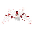 thumbnail image 1 of Nvzi Horquillas para el pelo de boda con flores para novias, peinetas con perlas de cristal, pinzas para el pelo, accesorios para el pelo de boda dorados, joyas, color rojo, 1 of 4