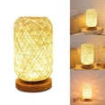 thumbnail image 1 of Decoración artística, cuerda de cáñamo de ratán, lámpara de mesa LED decorativa para dormitorio, sala de estar, lámpara de noche, decoración del hogar, luces LED de escritorio oso de fresa Electrónica, 1 of 5