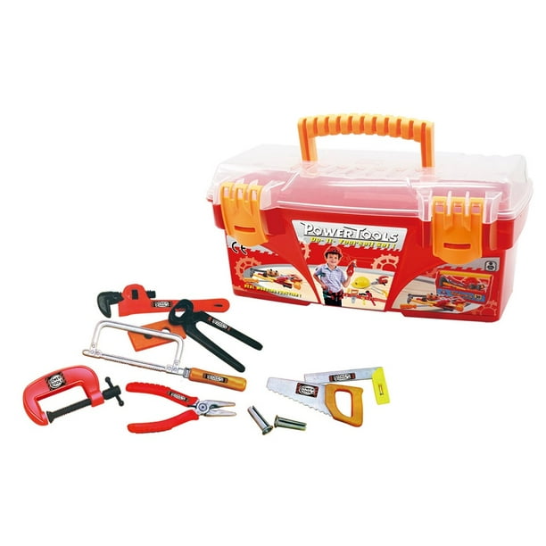 JoyAbit Toy Tool Box For Kids 24Piece Complete Kids Tools Set With Removable Tool Tray Fun