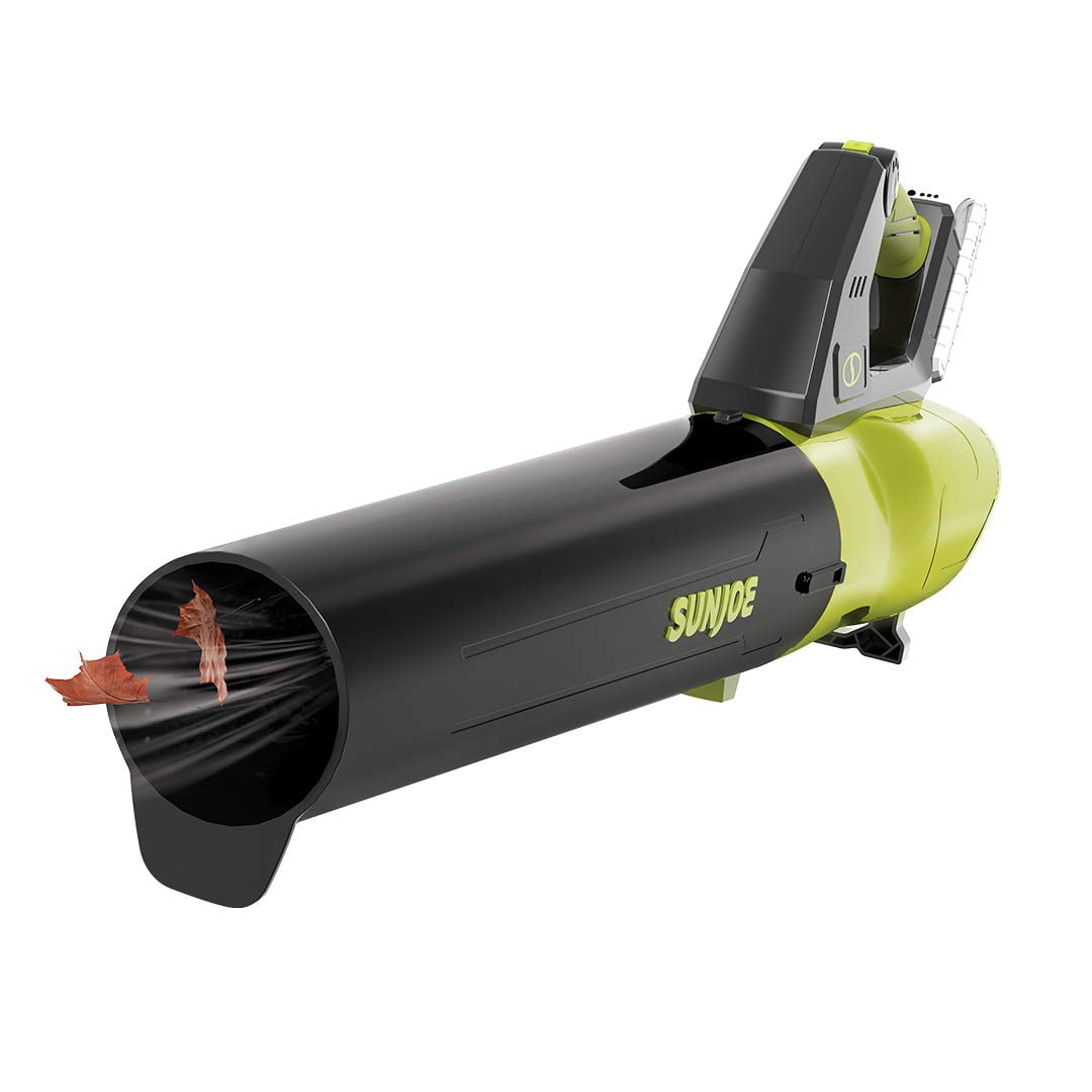 Restored Premium Sun Joe 24V-JB-LTE 24-Volt 385-CFM Amp Turbine Cordless Jet Leaf Blower, Kit (w/2.0-Ah Battery + Quick Charger) (Refurbished)