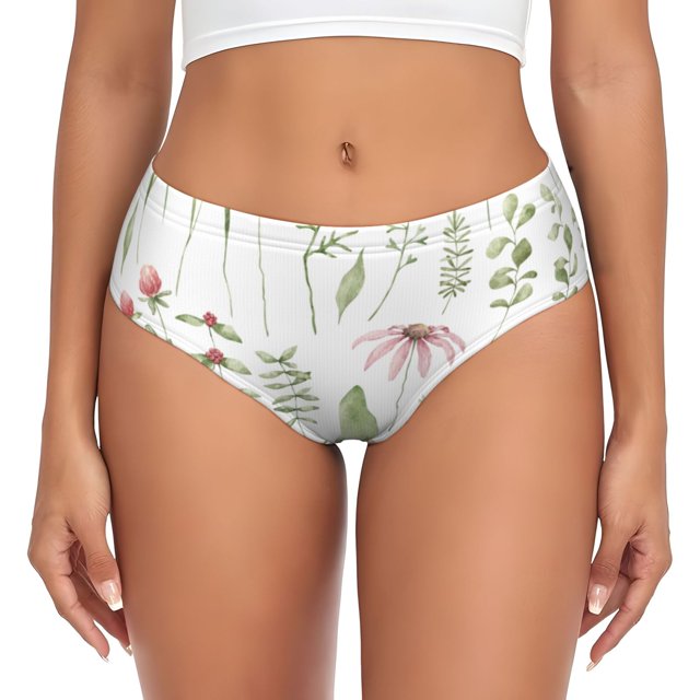 Fotbe Wildflower Watercolor 2 Calzones Estampados para Mujer – Ropa Interior de Algodón, Cómoda, Suave y Elástica-XX-Large