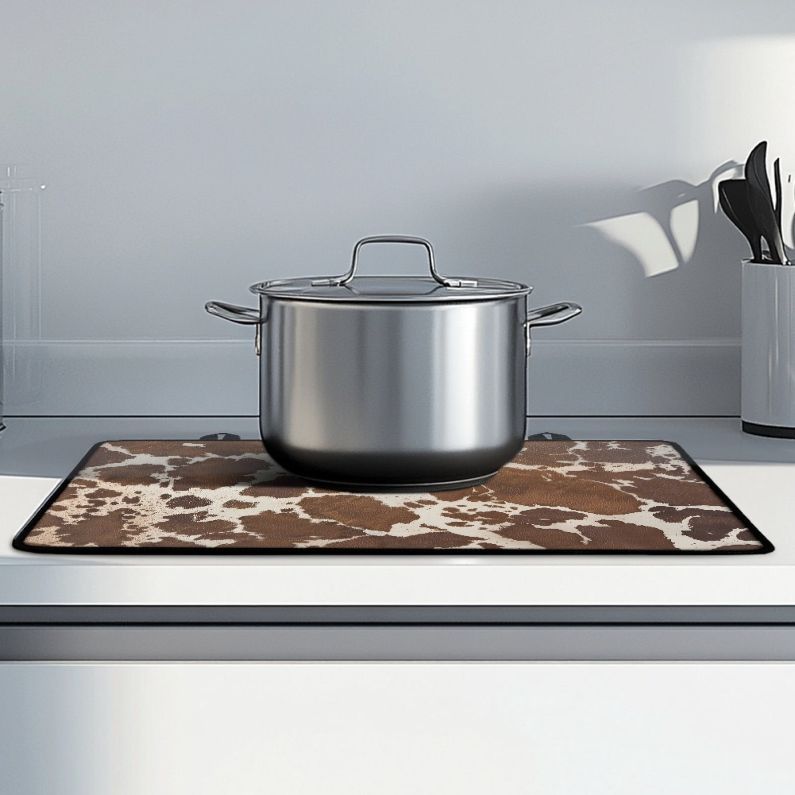 Renewold Stove Top Cover Ceramic Glass Stove Mat Oil-proof Flat Top Oven Cover Multipurpose Heat Resistant Mat for Stove/Counter/Washer Dryer Top, Brown Cow Print