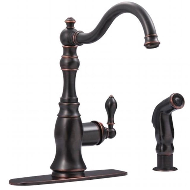 Ultra Faucets UF11245 Bronze Single Handle Kitchen Faucet With Side Spray