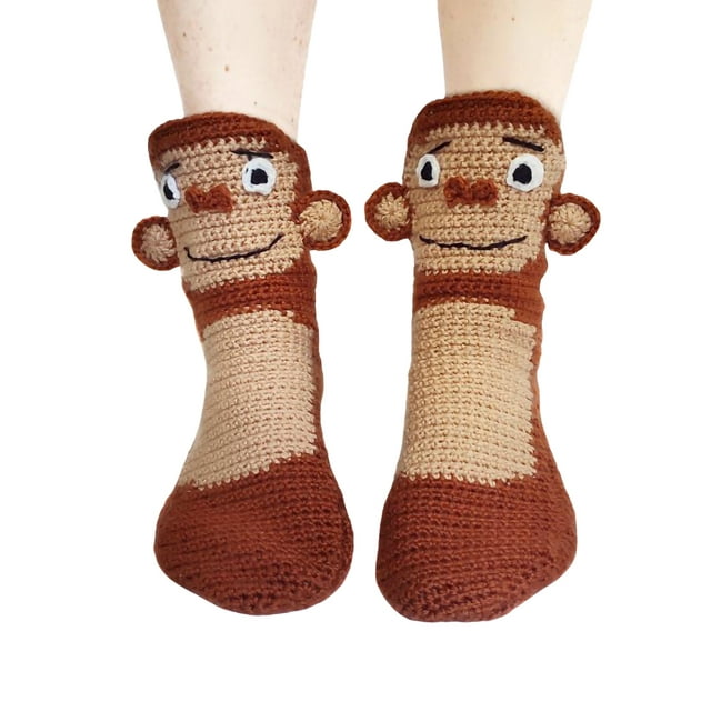ZAXARRA Chaussettes Décontractées pour Femmes Hiver Automne, Style Animal Patchwork Antidérapant Chaussettes de Sol