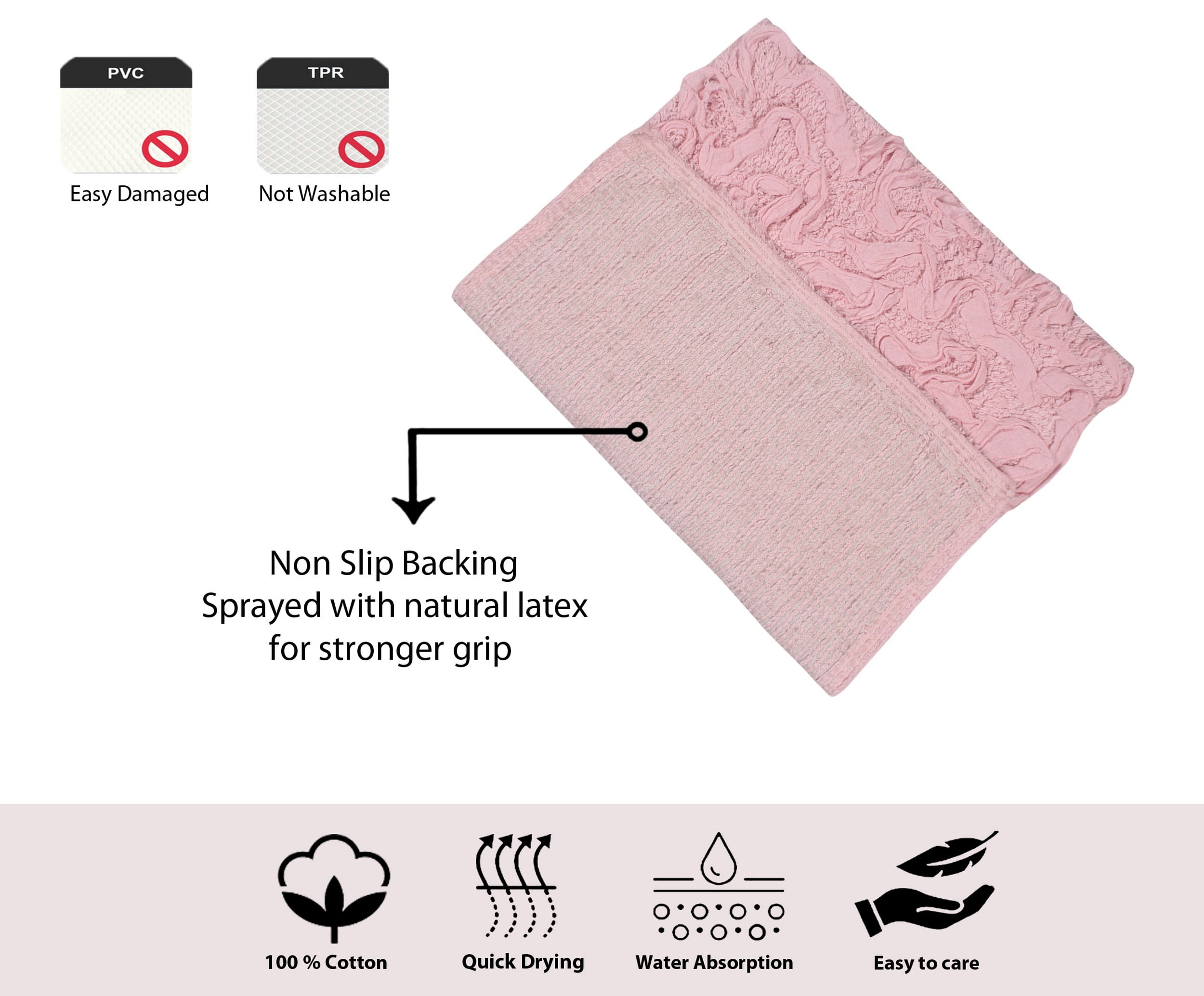 Home Weavers Bell Flower Collection Bathroom Rug 100% Cotton Tufted Bath Rugs, Soft Absorbent Bath Rugs, Non-Slip Bath Mats, Machine Washable, Bath Mats for Bathroom Floor, 24"x40" Rectangle, Pink