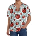 thumbnail image 1 of Balery Insects Camisa Casual de Manga Corta con Botones para Hombre, Texturizada, Estilo Cubano, para Playa, Verano-Medium, 1 of 5