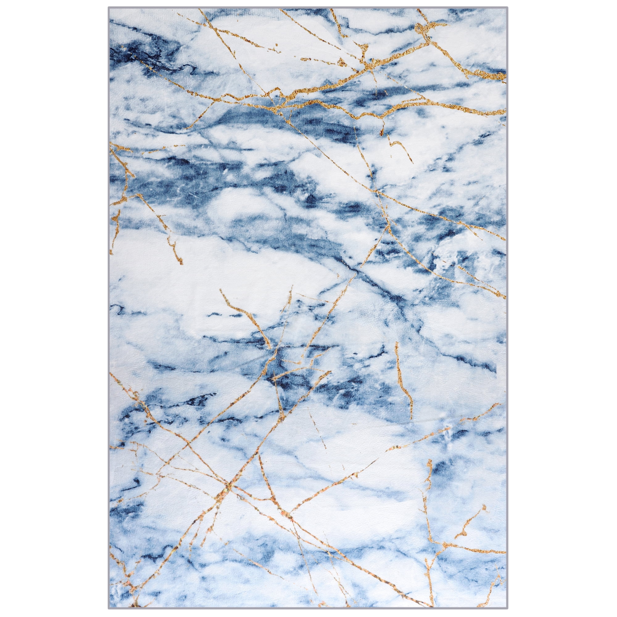 Cydiria Modern Abstract Marble Faux Wool Area Rug, 4' x 6', Blue