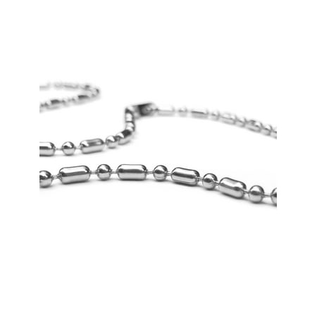 Silver Mens Stainless Steel Ball Cylinder Bead Chain (2mm) 18 Inch