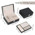 thumbnail image 2 of Gogcaro Jewelry Box Organizer for Women Girls, 2 Layer Large Men Jewelry Storage Case, PU Leather Display Jewellery Holder with Removable Tray for Necklace Earrings Rings Bracelets, Black, 2 of 7