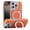 Orange, variant on for iPhone 13 Pro Max Case, Plating PU Leather Magnetic Mag-Safe Phone Case with Built-in 360° Rotatable Ring Stand Shockproof Protective Kickstand Phone Case for iPhone 13 Pro Max, Orange