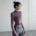 thumbnail image 2 of Traje de Yoga para mujer, chaqueta deportiva de manga larga con cuello alto de gama alta, Top para correr, entrenamiento, Fitness, resistente al viento, 2 of 5