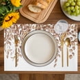 thumbnail image 4 of Eucalyptus Leaves Placemats Set of 12, Brown Summer Botanical Weeping Placemats for Dining Table, Place Mats for Kitchen Tabletop, Waterproof Wipeable Dining Table Mats Set, 4 of 9