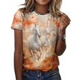 thumbnail image 3 of Cool Horse Women T-Shirt Classic O Neck T-Shirts Short-Sleeve Trendy Animal Print Design Tshirt Casual Clothing, 3 of 5