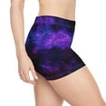 thumbnail image 5 of Women's Black & Purple Galaxy High-Waisted Shorts, 5 of 6