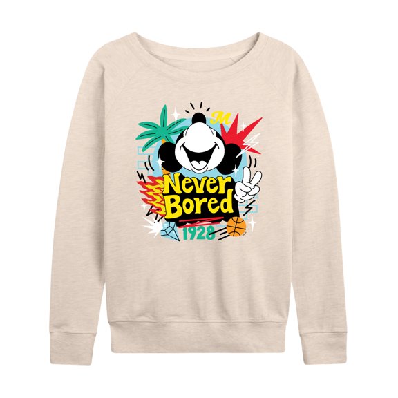 Mickey & Friends - Mickey Never Bored - Women's Lightweight French Terry Long Sleeve Shirt