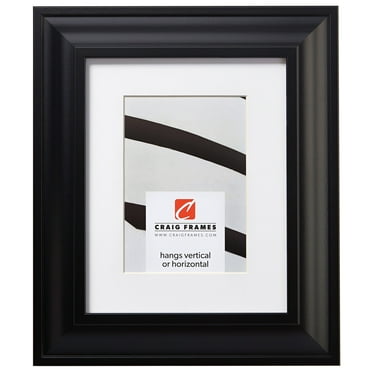Craig Frames Contemporary Upscale, 11x14 inch Satin Black Picture Frame Matted for an 8x10 Photo