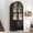 Black, variant on DTTRA 71" Farmhouse Arched Kitchen Pantry Cabinet with Glass Doors & Drawer, Natural