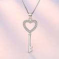 thumbnail image 2 of GKNET Women 925 Sterling Silver Crystal Heart Key Pendant Necklace Fashion Jewelry-Silver, 2 of 5