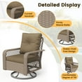 thumbnail image 6 of ELPOSUN 3-Piece Patio Furniture Set, Outdoor Wicker Swivel Glider Chair with Glass Top Table and Cushions, Brown, 6 of 8