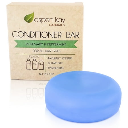 Solid Conditioner Bar, Made With Natural & Organic Ingredients, All Hair Types including frizzy hair, Sulfate-Free, Cruelty-Free & Vegan 2.3 Ounce Bar. (Rosemary & Peppermint)